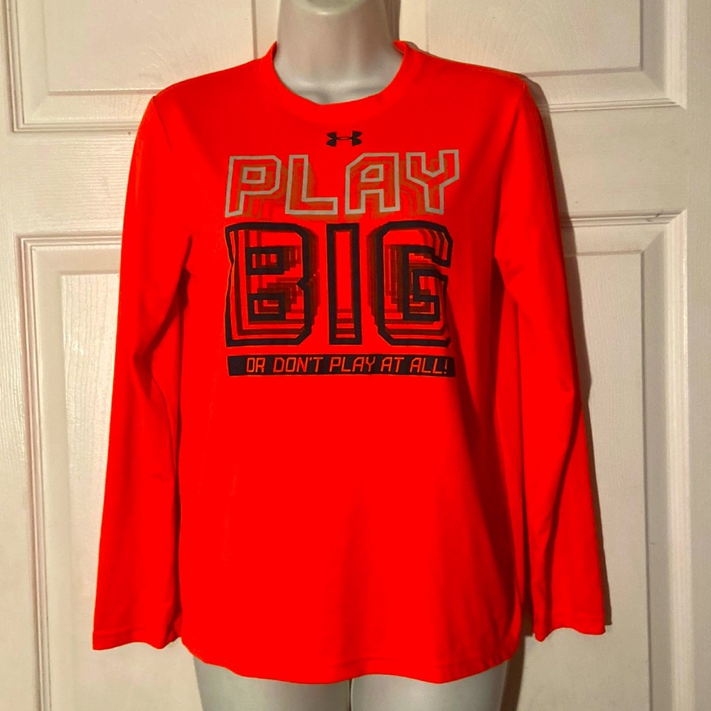 Under Armor Orange Heat Gear Youth L Loose Coupe Top